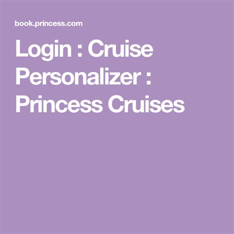 princess cruise personalizer|princess login.